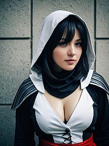 Photorealistic Cinematic Cosplay Portrait of Woman in Mina Costume