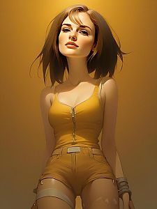 Confident Woman in Stylish Yellow Outfit