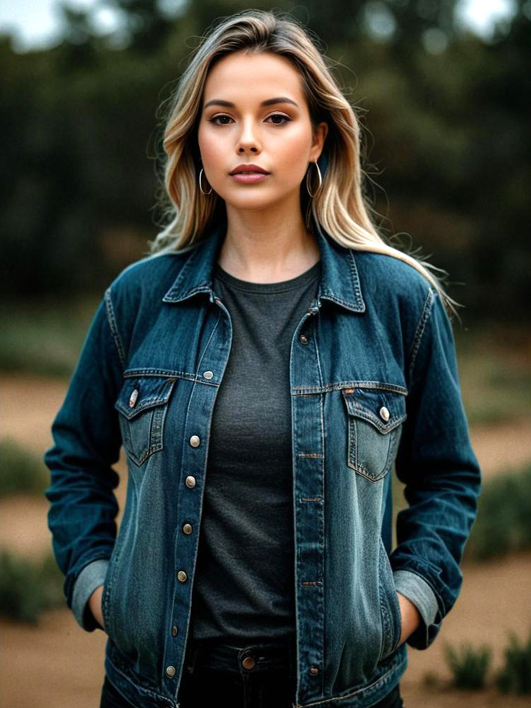 Young Woman in Denim Jacket