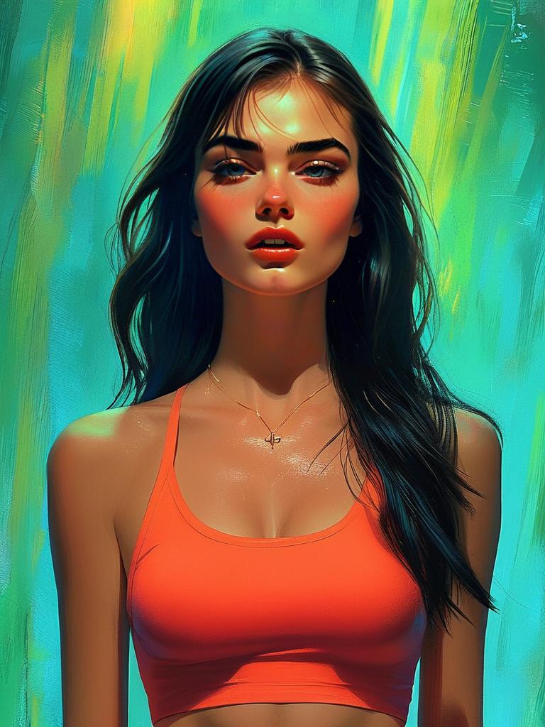 Striking Portrait of a Young Woman in Orange