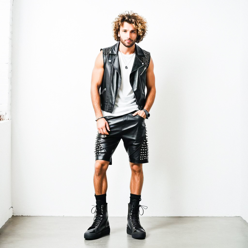 Confident Young Man in Punk Rock Style