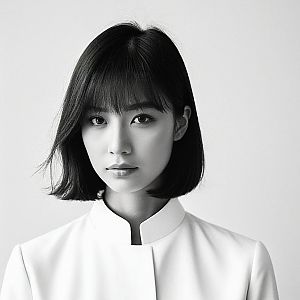 Elegant Black and White Portrait of a Confident Woman