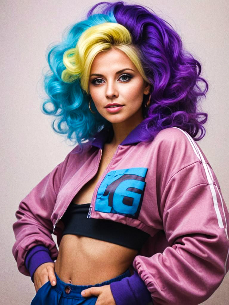 Colorful Hair Woman in Trendy Fashion