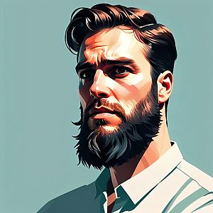 Thoughtful Man Portrait with Beard