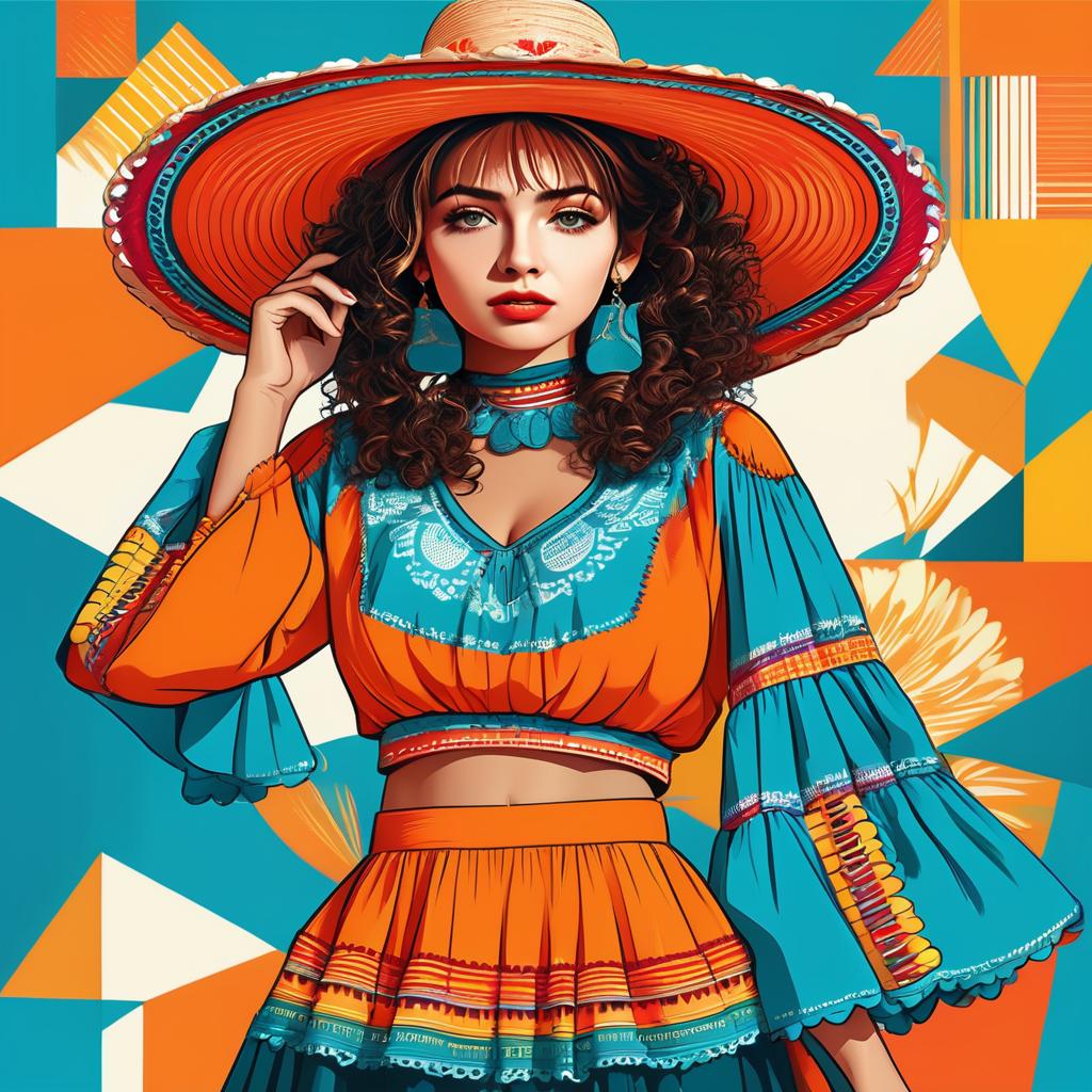 Vibrant Woman in Colorful Traditional Outfit Vibrant Woman in Colorful Traditional Outfit