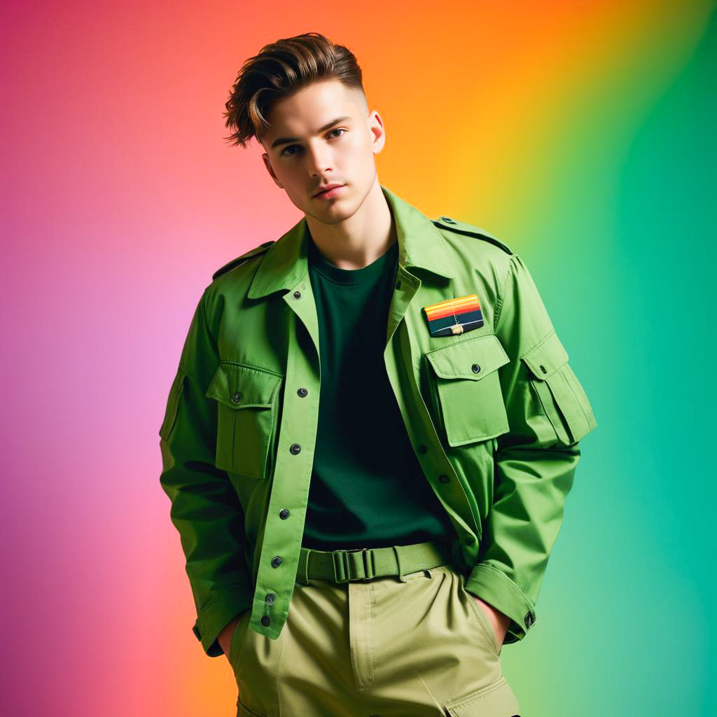 Confident Young Man in Stylish Green Jacket