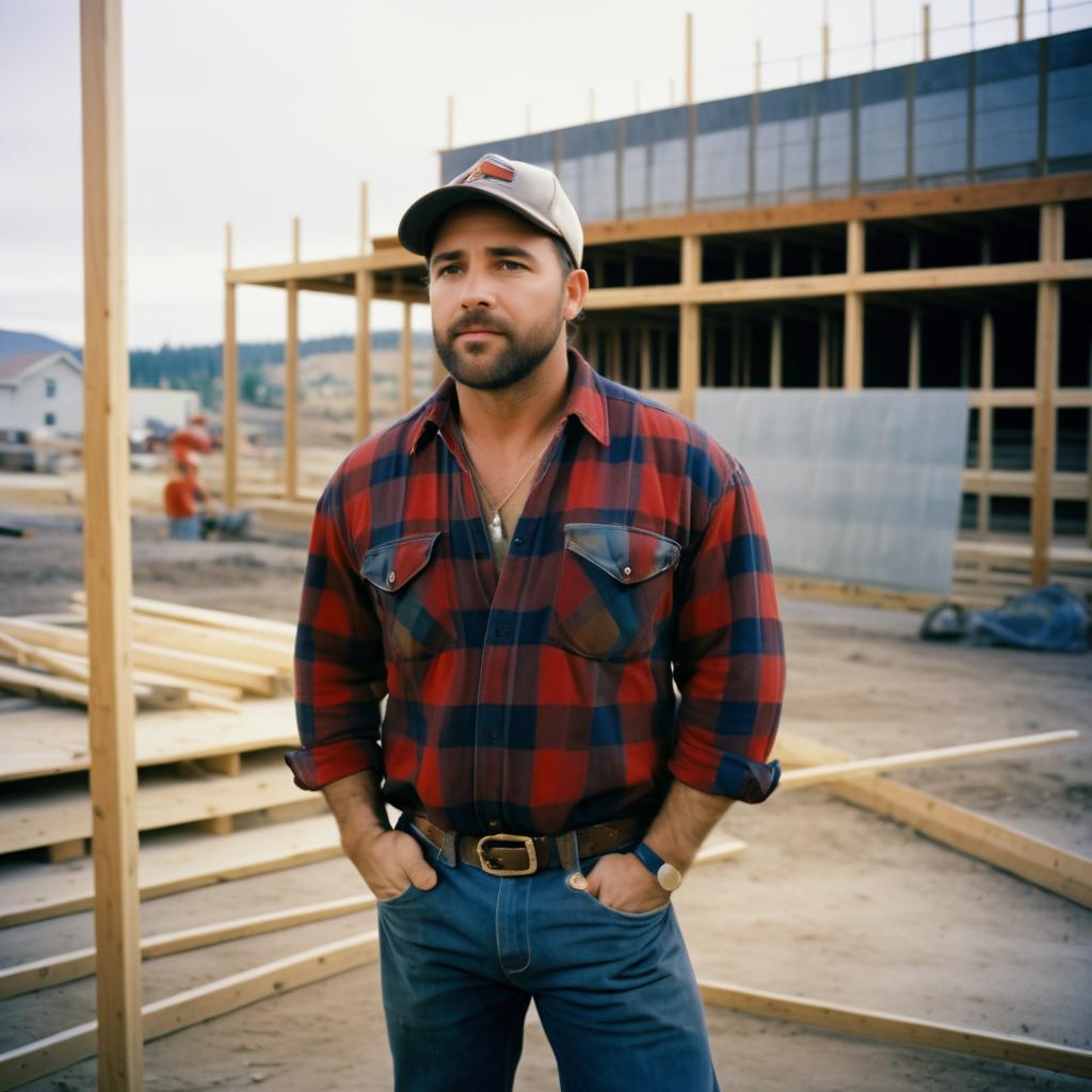 Rugged Man at Construction Site