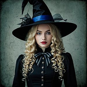 Victorian Gothic Woman in Witch Hat