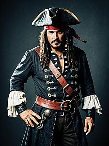 Photorealistic Studio Portrait of Man in Detailed Pirate Costume