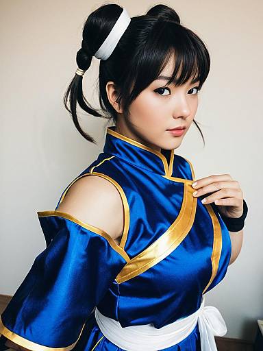 Realistic Chun-Li Cosplay Costume Portrait of Woman