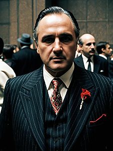 Man in Godfather Costume Cosplay Festival Portrait Photorealistic
