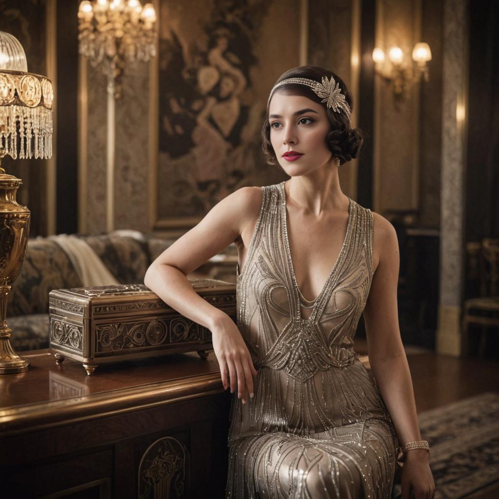 Elegant Flapper Dress in Luxurious Room