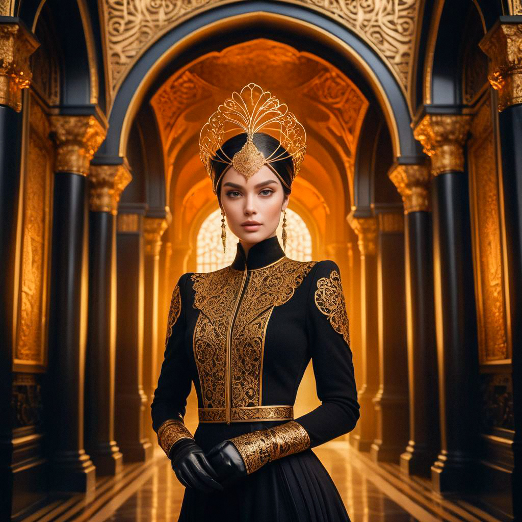 Regal Woman in Opulent Hall