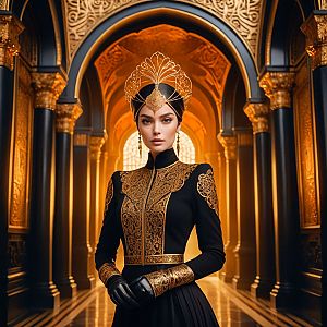 Regal Woman in Opulent Hall