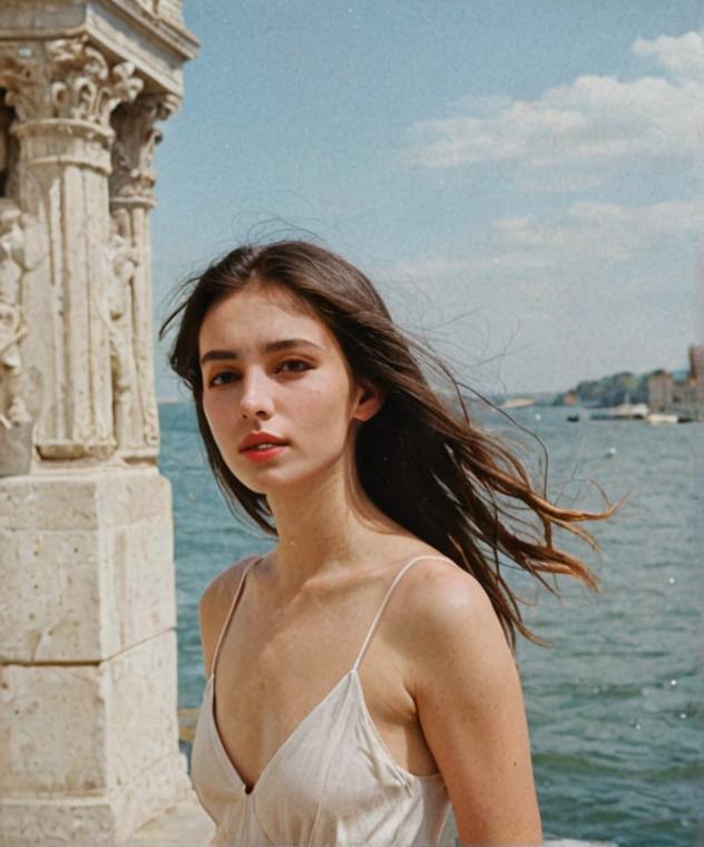 Woman by Water in Historic Setting