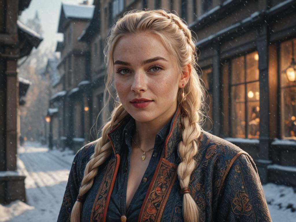 Vibrant Portrait of a Young Woman with Braided Hair