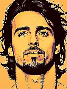 Stylized Digital Portrait of a Man with Wavy Hair