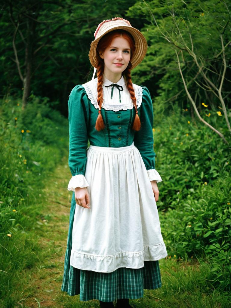 Woman in Anne of Green Gables Costume Full Body Cosplay Photo