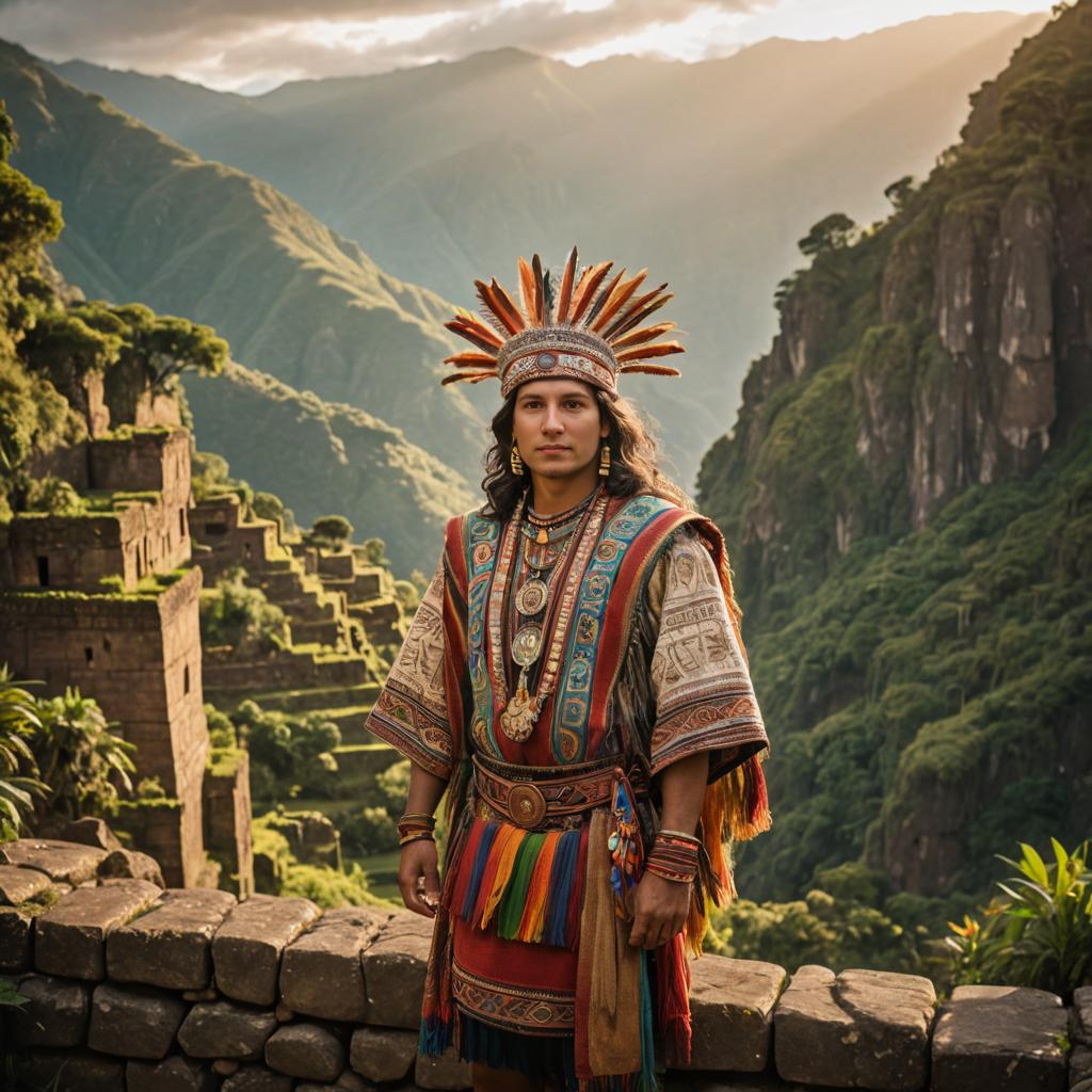 Man in Incan Attire at Machu Picchu