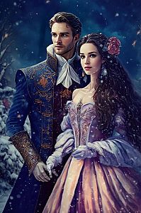 18th Century Couple in Snowy Forest