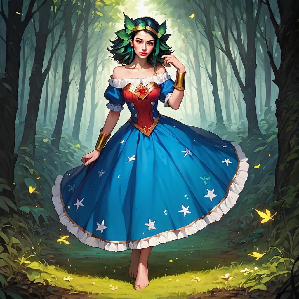 Barefoot Woman in Mystical Forest