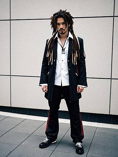 Man with Dreadlocks Wearing Stylish Black Coat and White Shirt Street Fashion