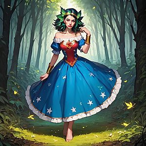 Barefoot Woman in Mystical Forest