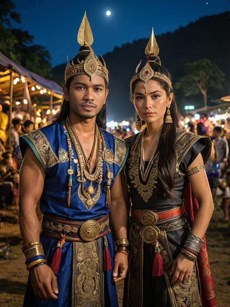 Traditional Thai Warlords Portrait at Night Market