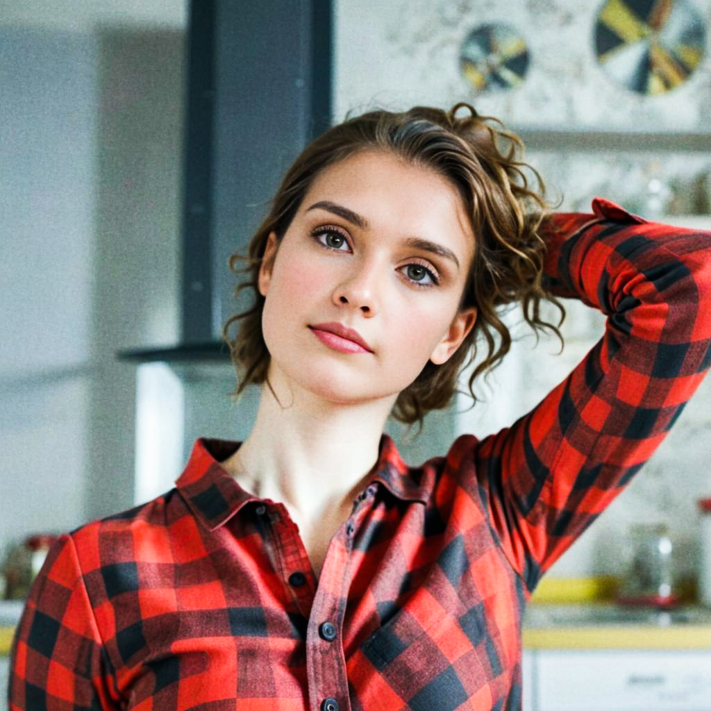 Confident Young Woman in Stylish Kitchen