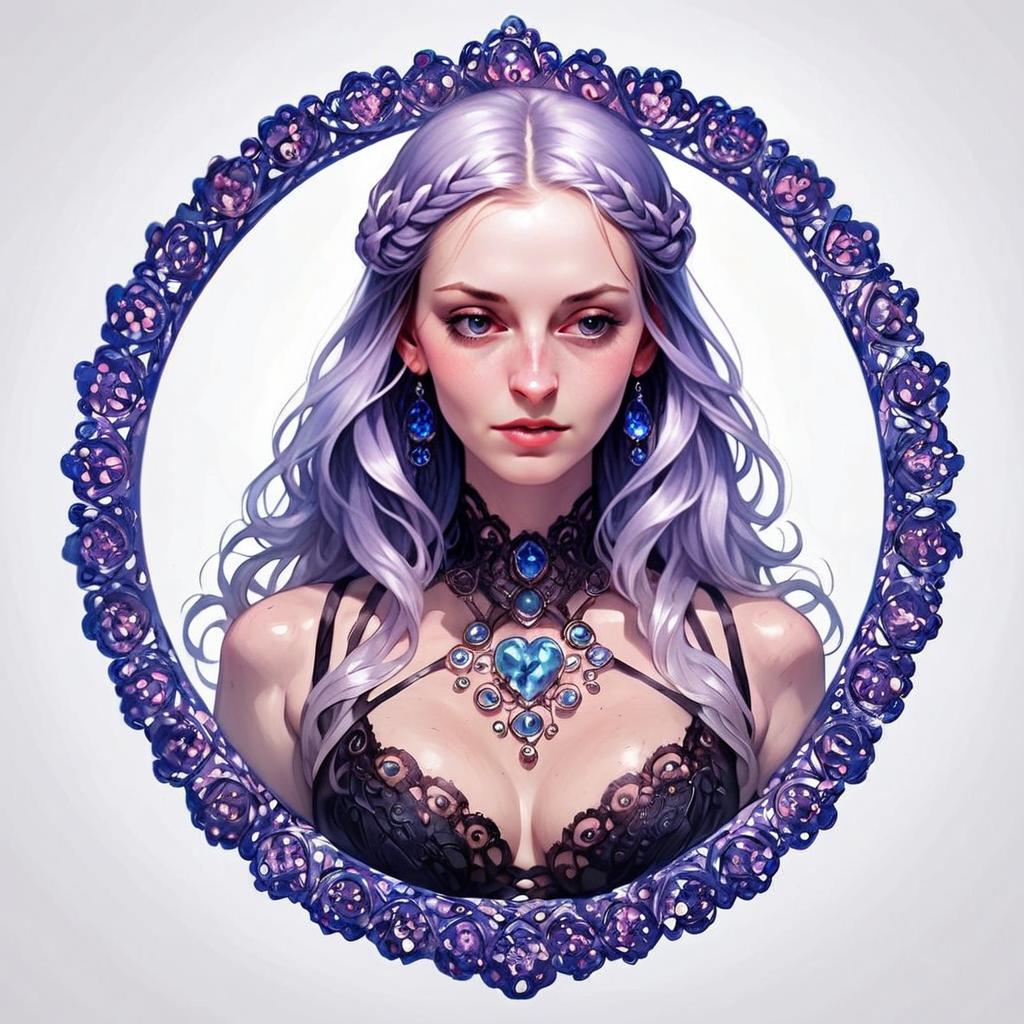 Portrait of a Woman with Lavender Hair and Jewelry