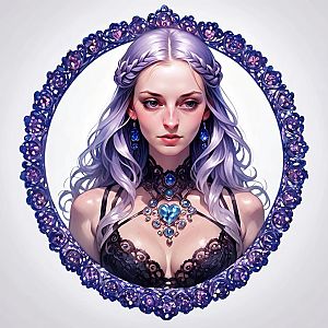Portrait of a Woman with Lavender Hair and Jewelry