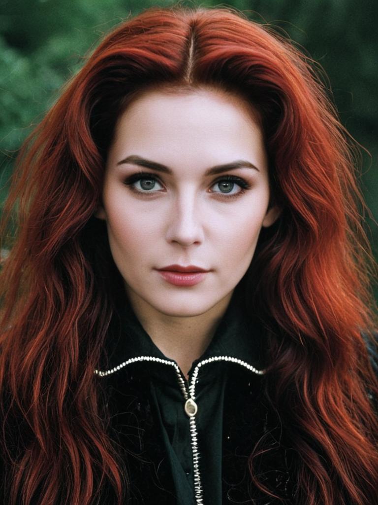 Red Haired Woman with Hocus Pocus Style Face Close-Up Portrait