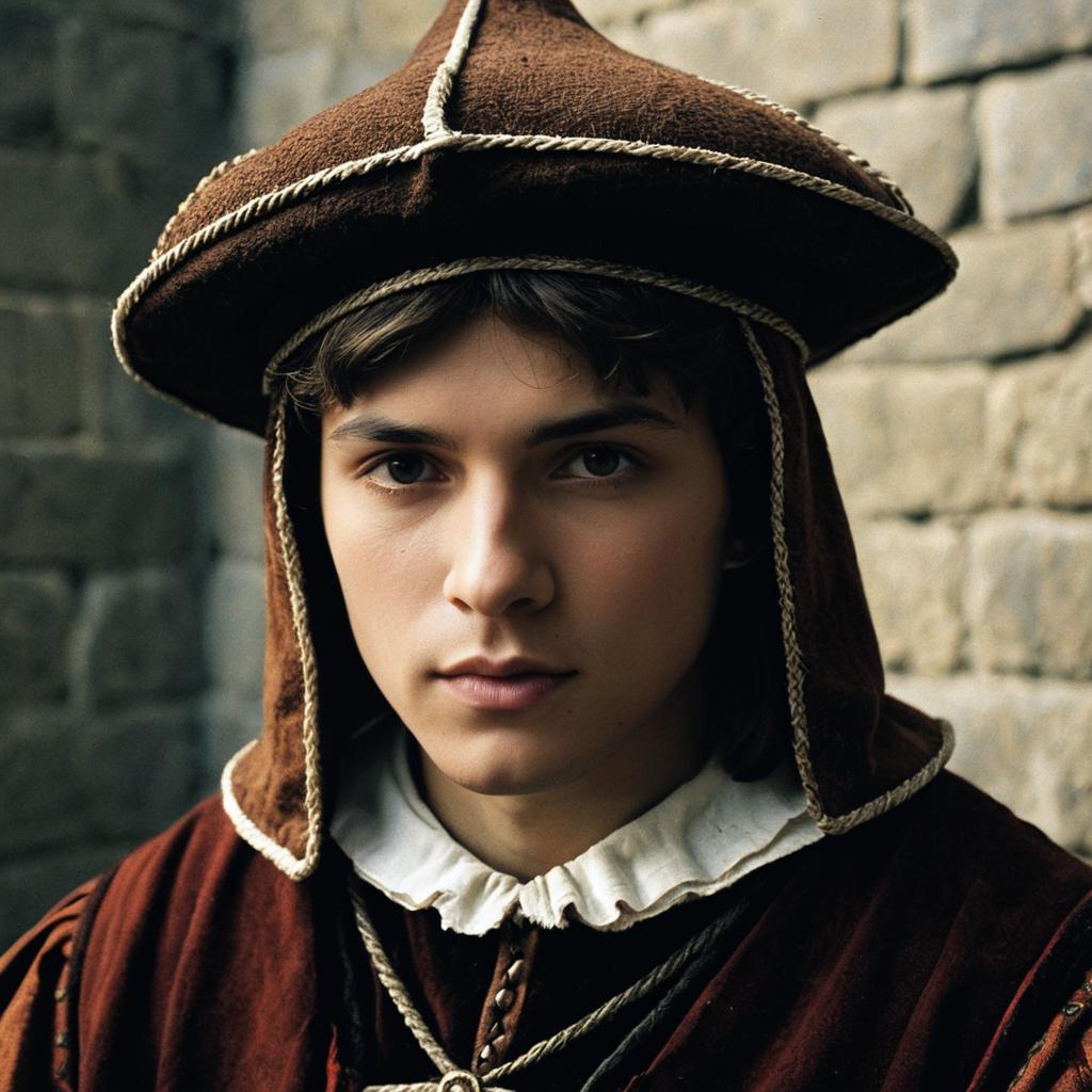 Young Man in Brown Medieval Renaissance Costume