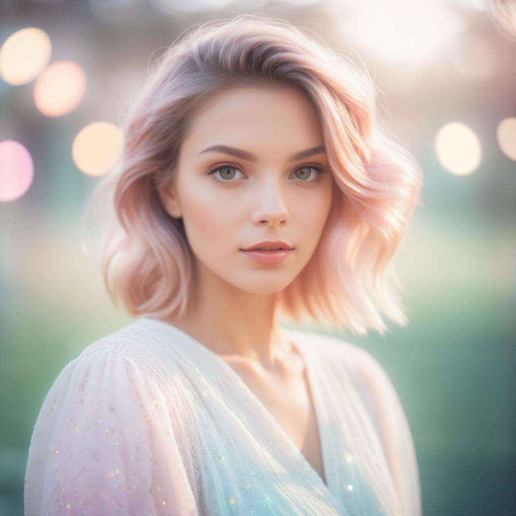 Elegant Young Woman with Pink Hair