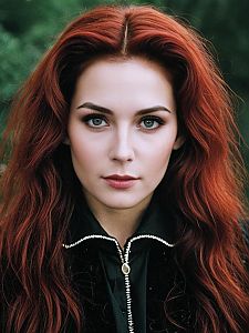 Red Haired Woman with Hocus Pocus Style Face Close-Up Portrait