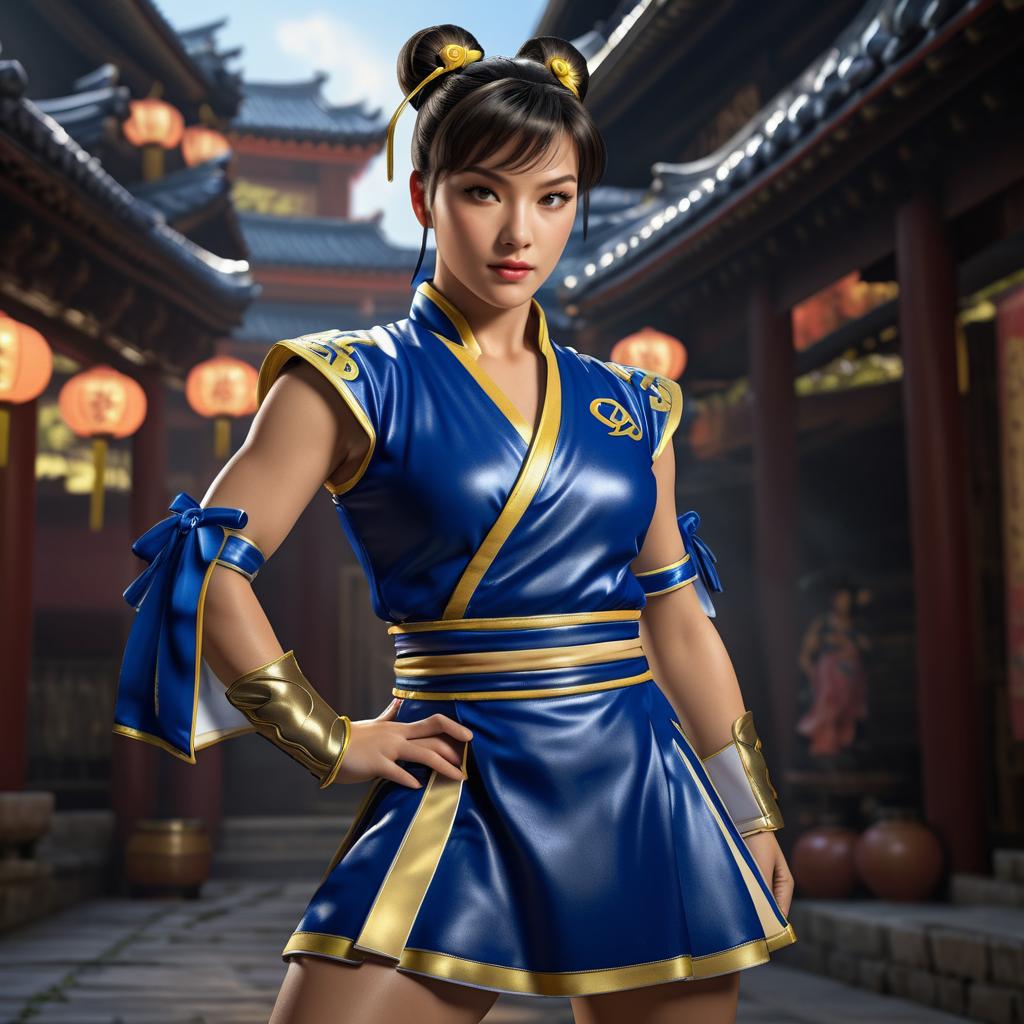 Chun-Li in Blue and Gold Outfit