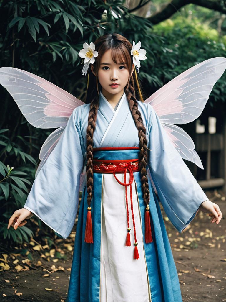 Asuna Fairy Costume Woman with Wings in Traditional Dress
