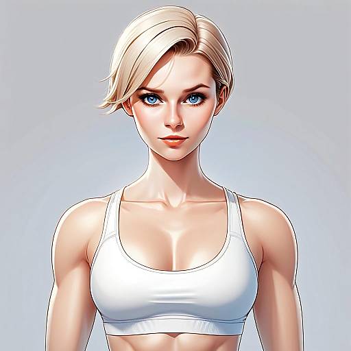 Digital Illustration of Athletic Woman with Blonde Hair and Blue Eyes