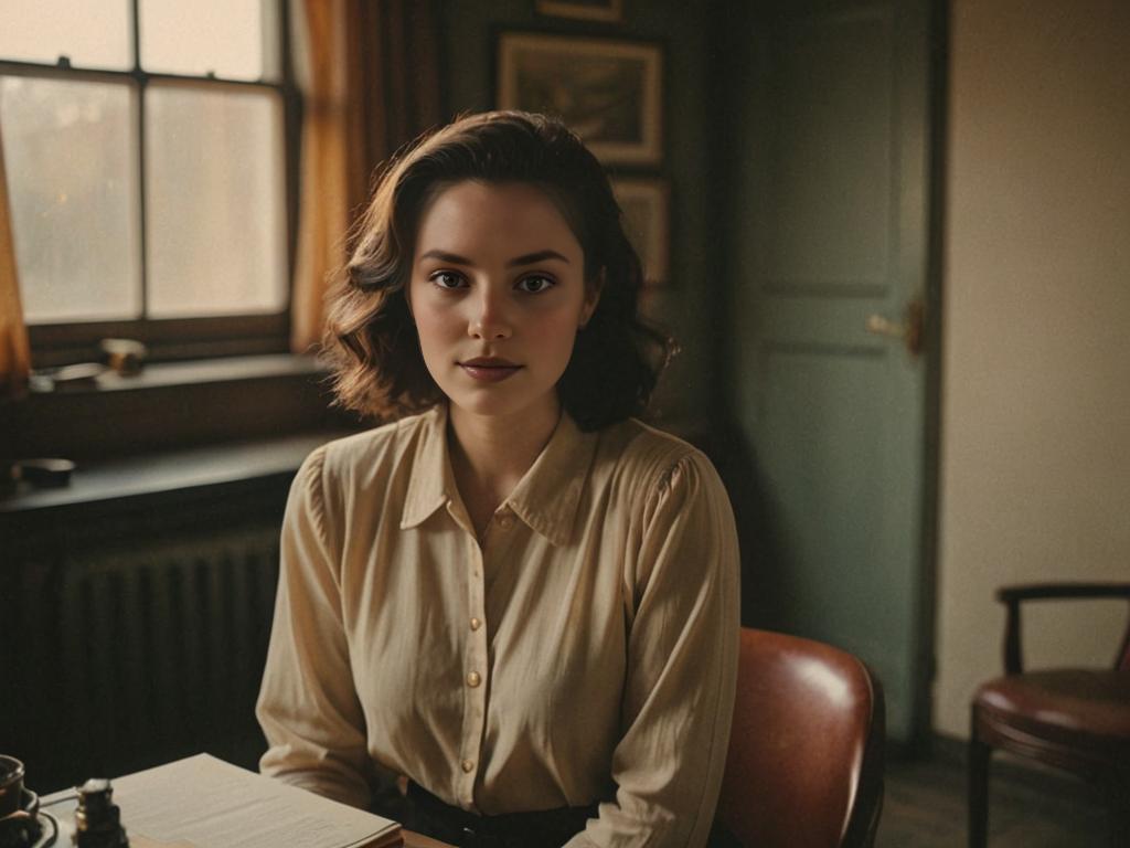 Thoughtful Woman in Vintage Room