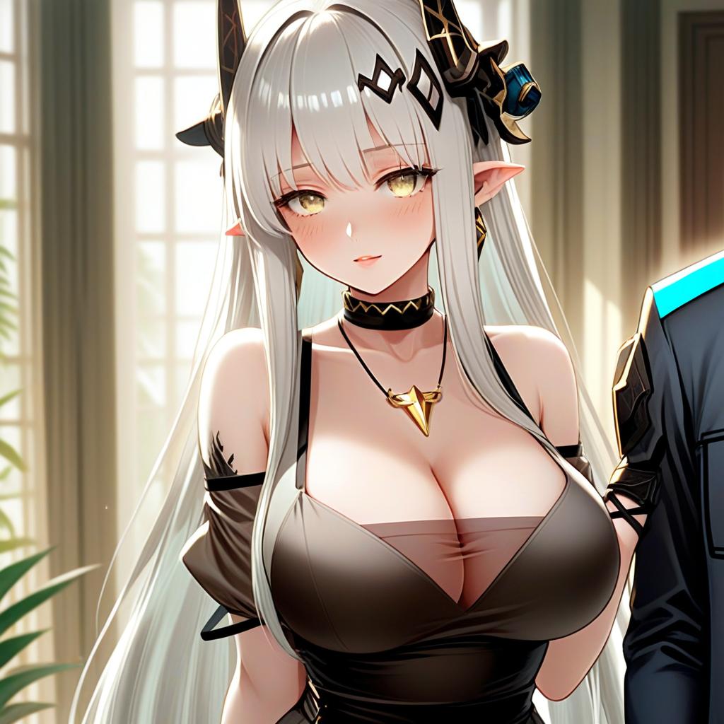 Mudrock Obsidian Anime Woman Illustration Inspired by Arknights