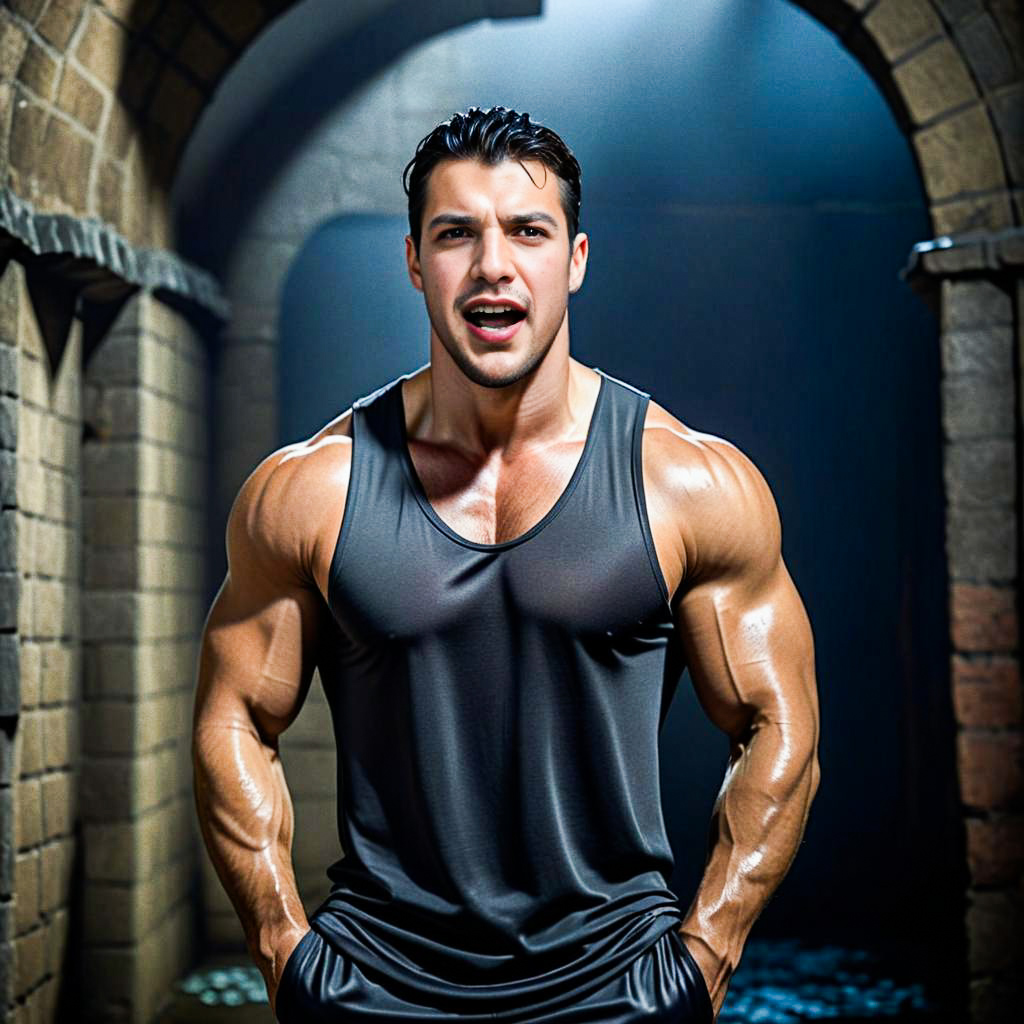 Muscular Man in Industrial Setting