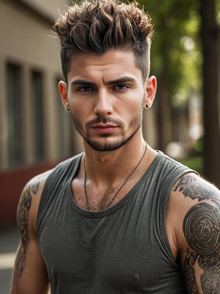 Tattooed Man in Tank Top