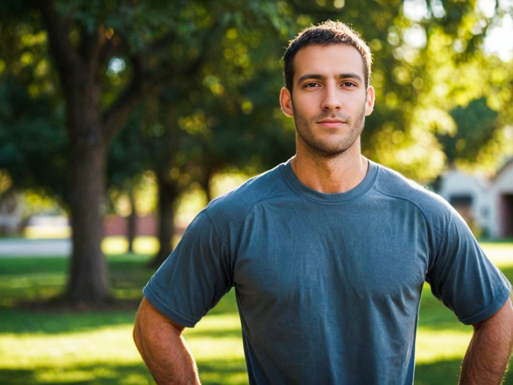 Confident Young Man in Sunlit Park