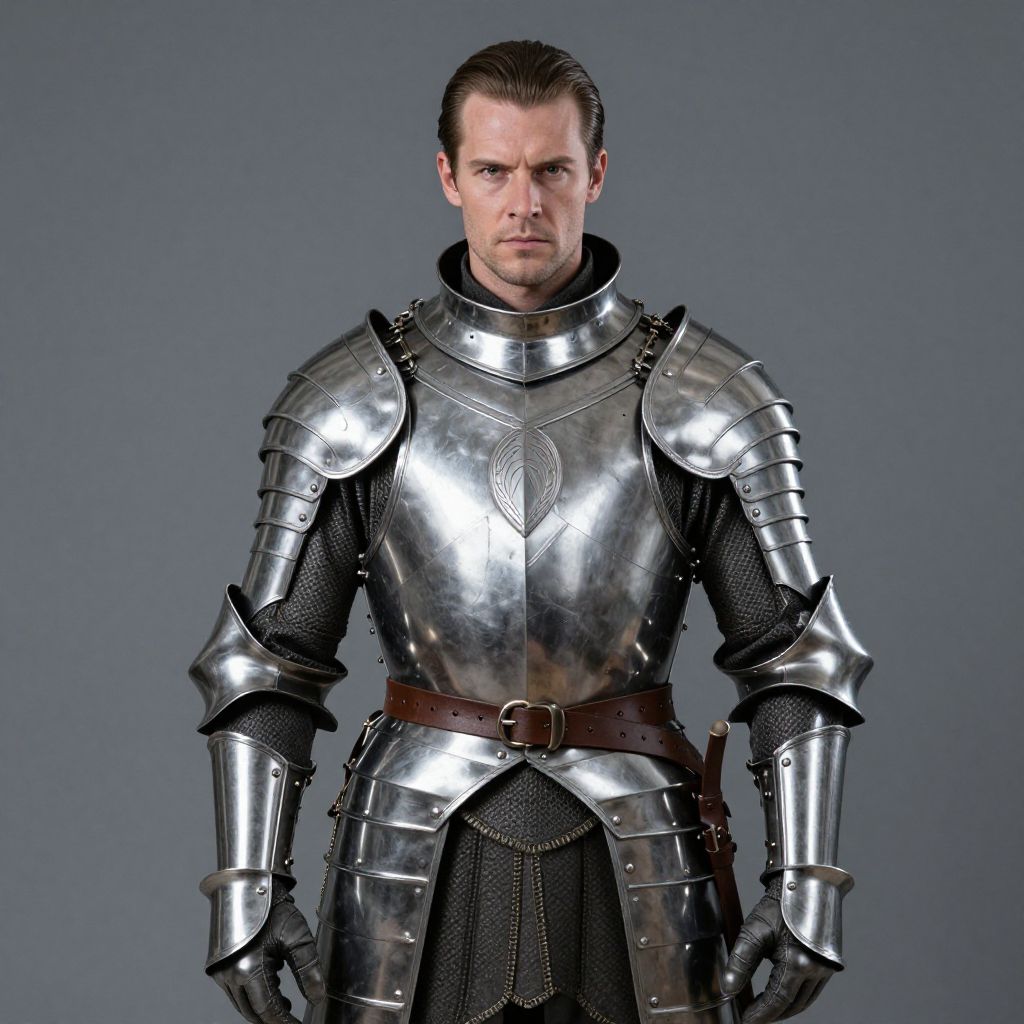 Medieval Knight in Polished Plate Armor Portrait