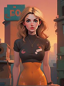 Confident Young Woman in Urban Sunset