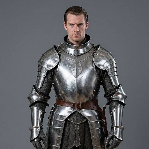 Medieval Knight in Polished Plate Armor Portrait