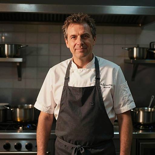 Professional Male Chef in Kitchen with Cooking Pots