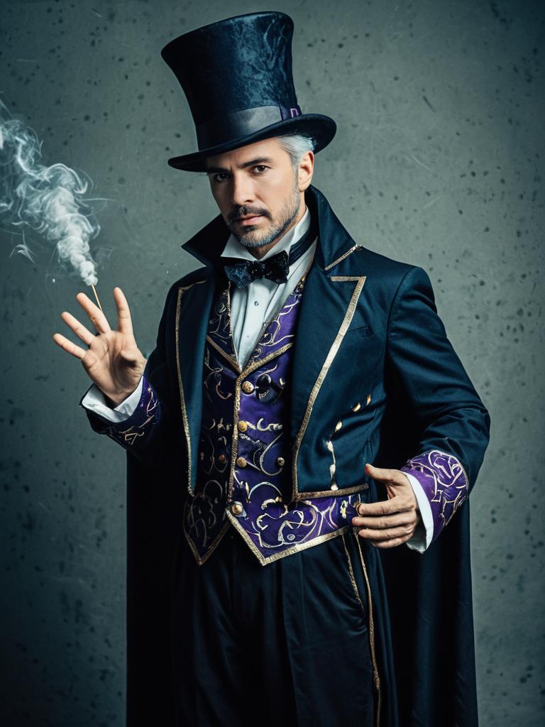 Man in Magician Costume Fantasy Cosplay Portrait