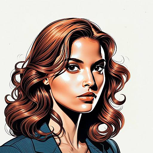 Hyper-Realistic Digital Portrait of Woman with Red Wavy Hair