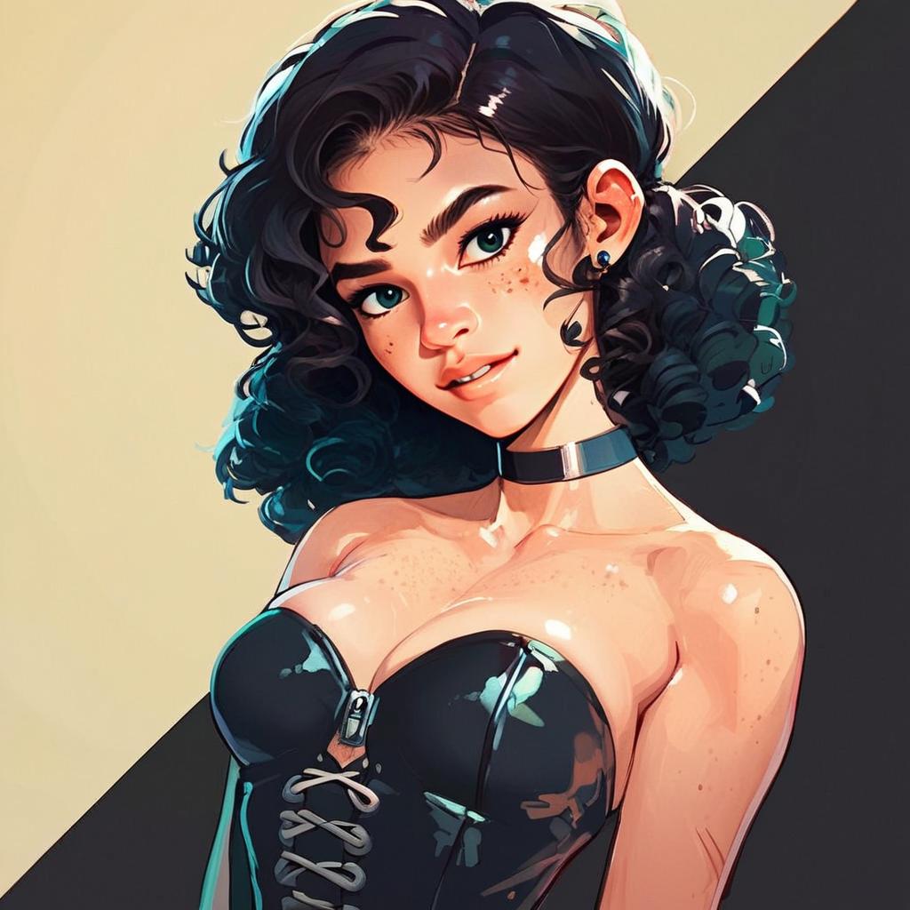 Confident Young Woman in Leather Bustier
